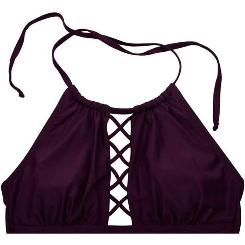 Women's High Neck Cutout One Piece Swimsuit Ruched Tummy Control Halter Swimwear - Picture 7 of 8